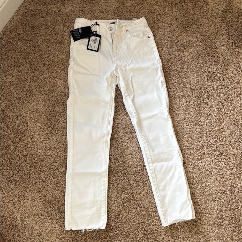 PAIGE White Straight Jeans Classic Minimal Design